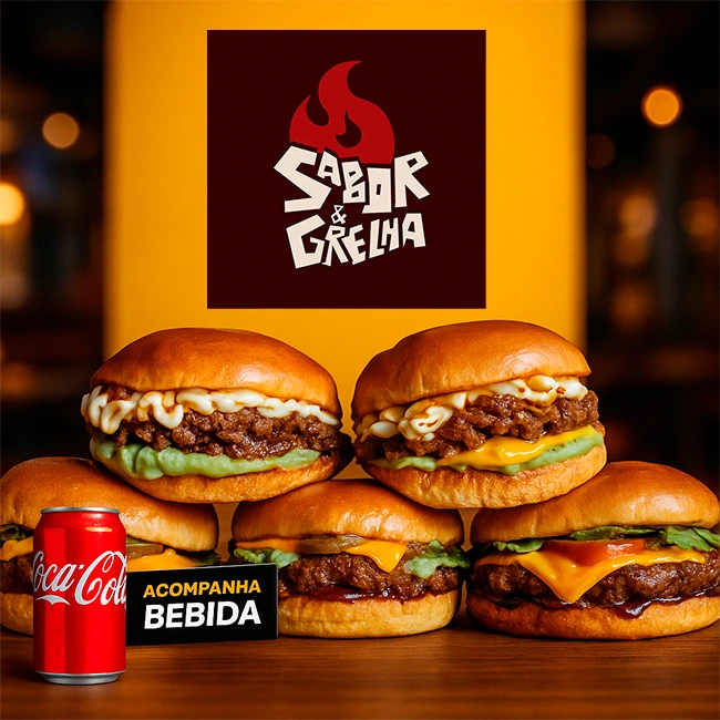 Combo Família 5 Lanches + 5 Coca Cola + Fritas 